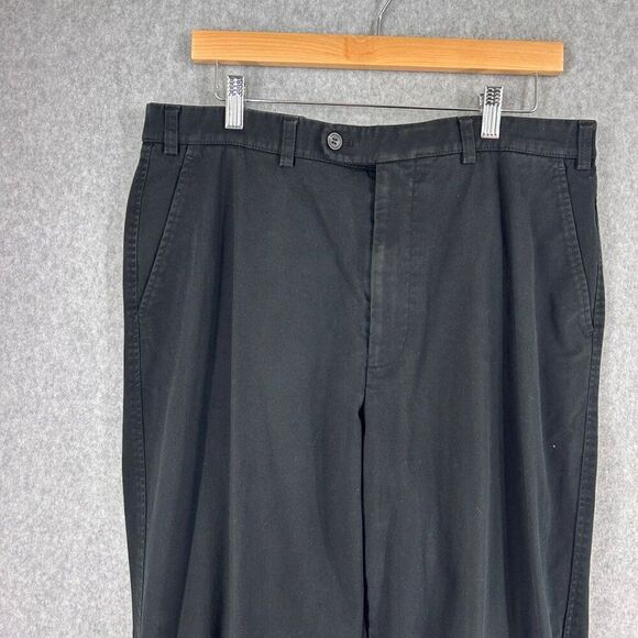 Hiltl Black Trousers Pants Marked Size 36 Romania 30" Inseam Chino Straight Mens - Picture 2 of 12